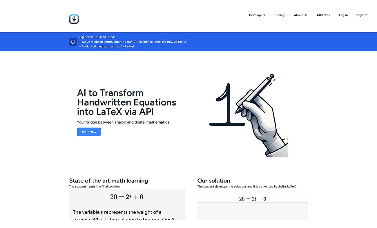 Math Handwriting API screenshot