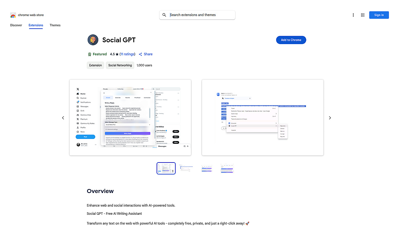 Social GPT screenshot