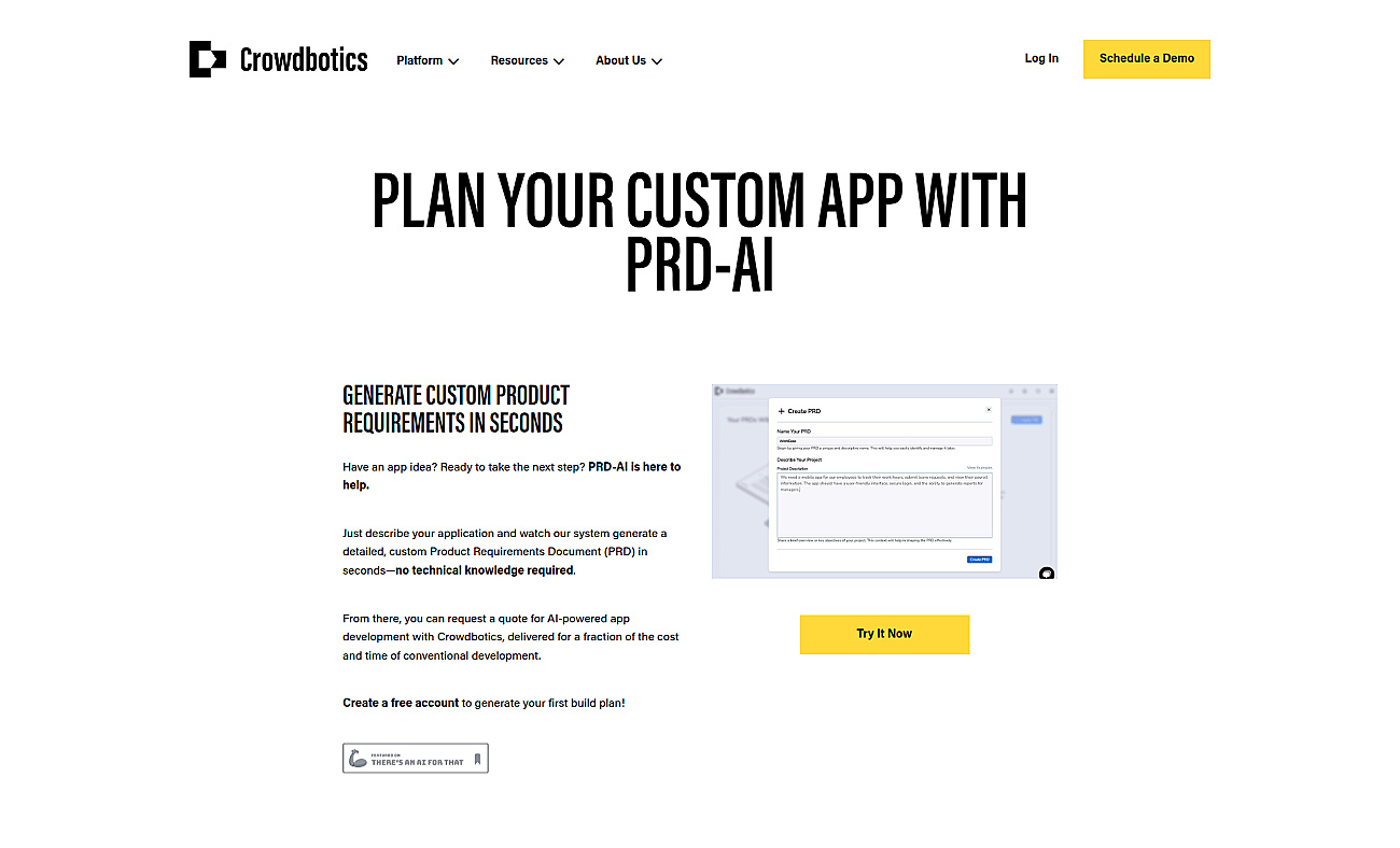Crowdbotics prd-ai screenshot
