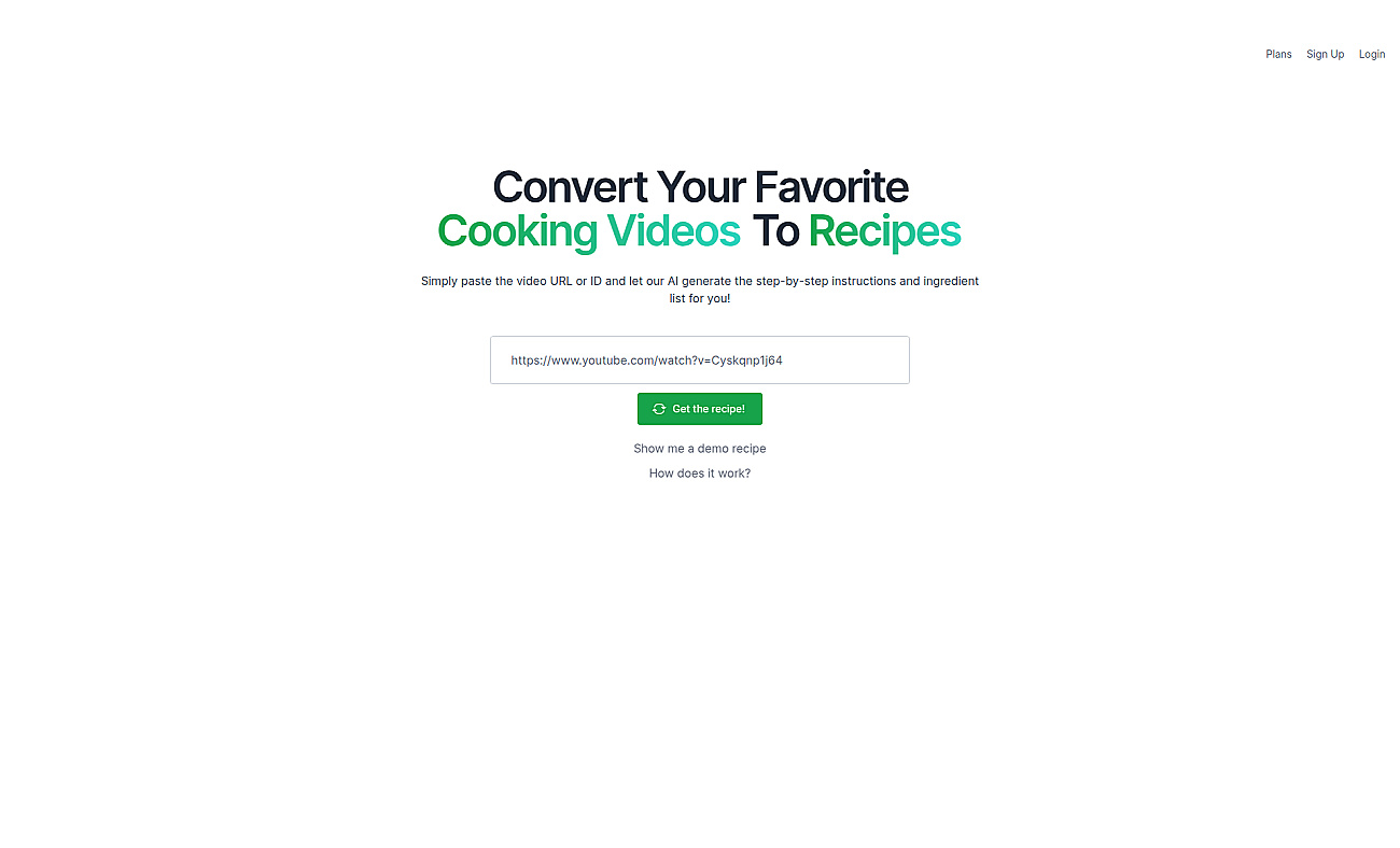 Video2Recipe screenshot