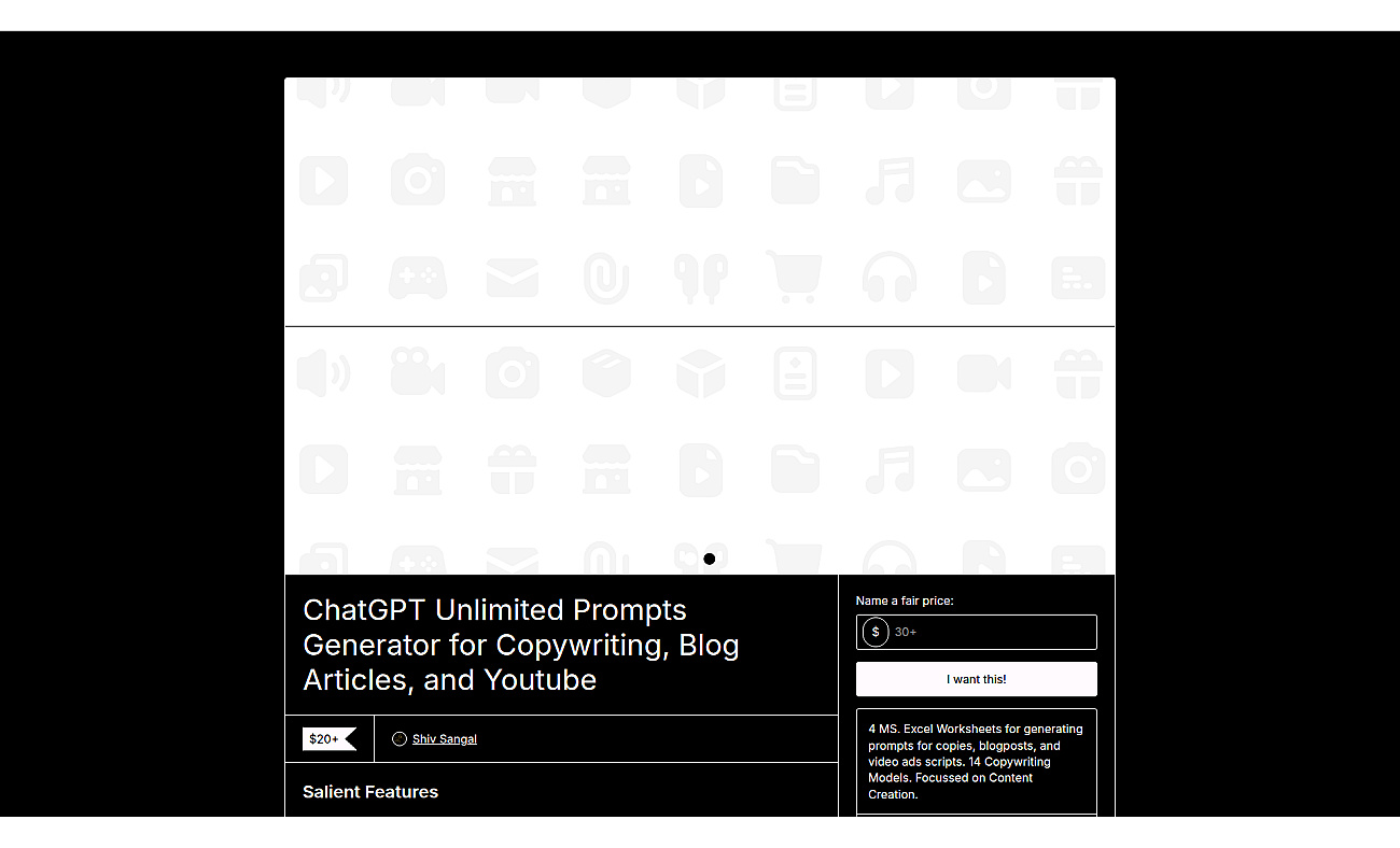 ChatGPT Copywriting Prompts Generator screenshot