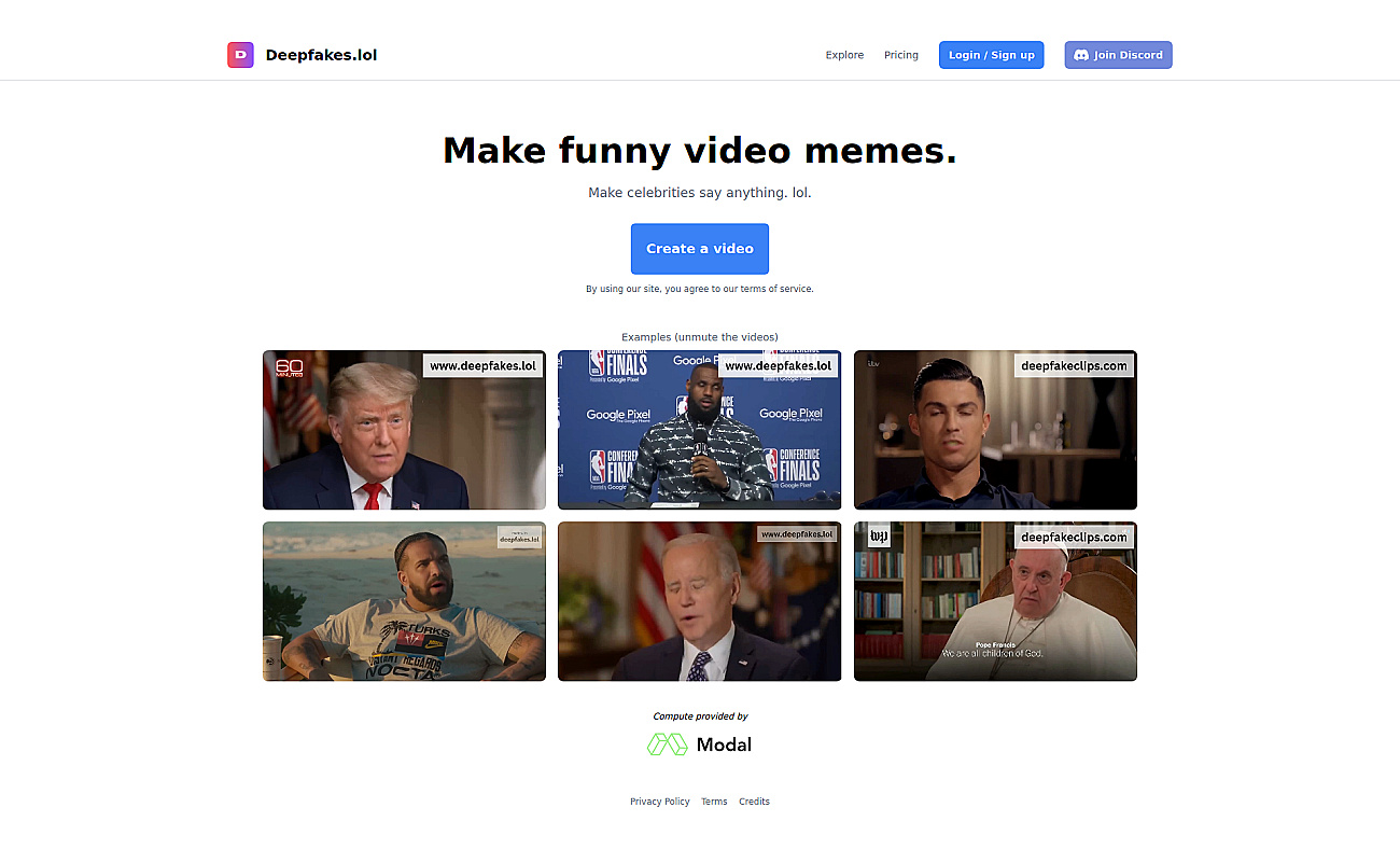 Deepfakes.lol screenshot