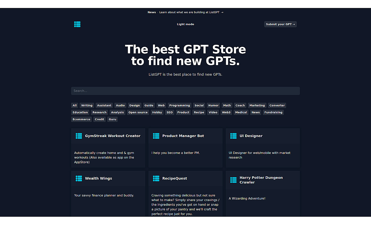 ListGPT screenshot