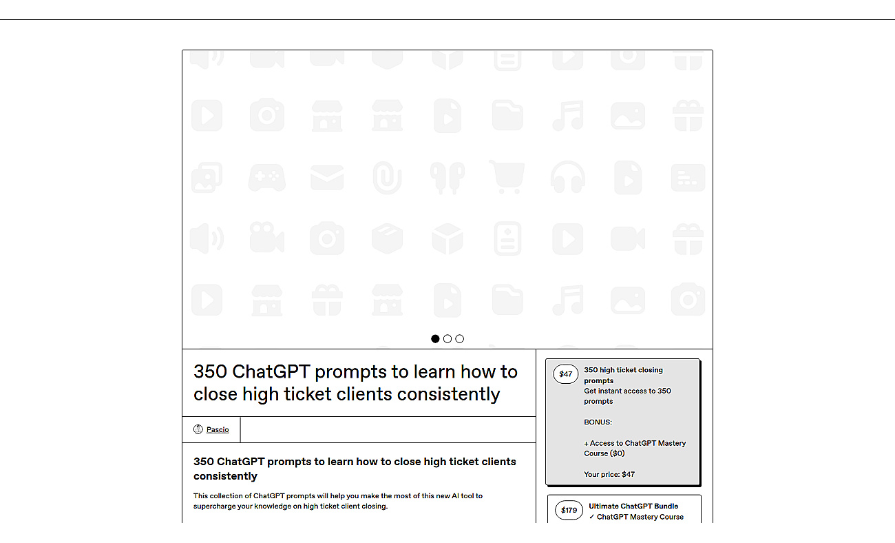 350 ChatGPT High-Ticket Prompts Bundle screenshot