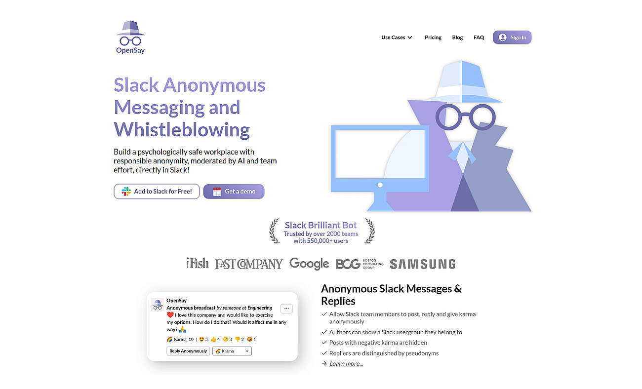 AnonymityBot for Slack screenshot