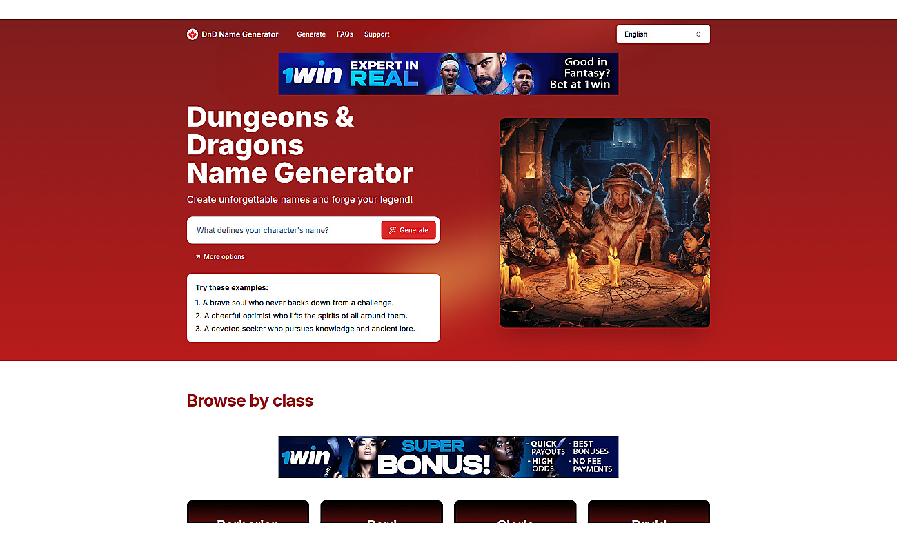 Dnd name generator screenshot