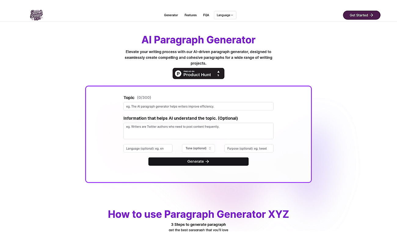 ParagraphGeneratorXYZ screenshot