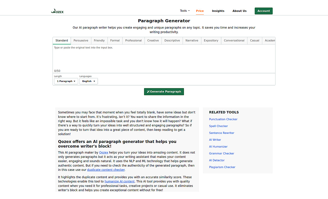 Paragraph Generator screenshot