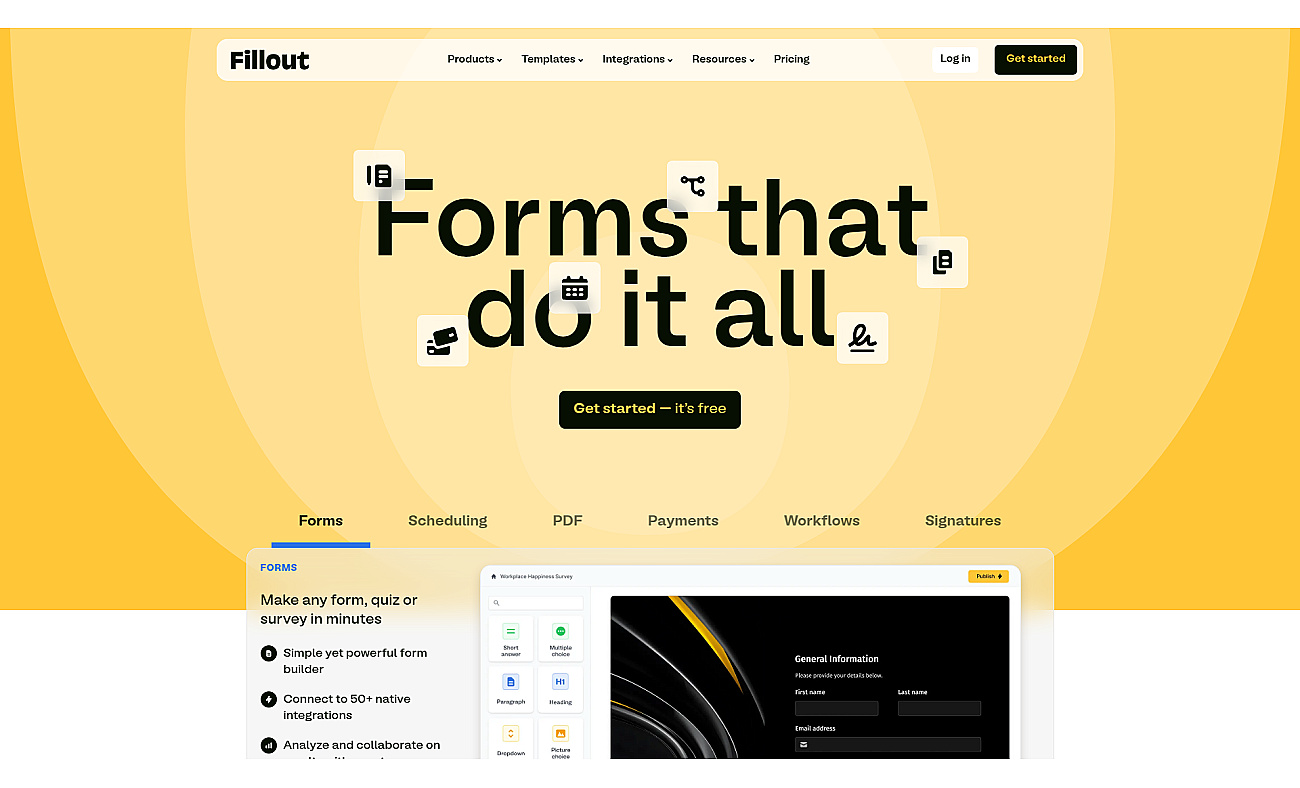 Fillout.com screenshot
