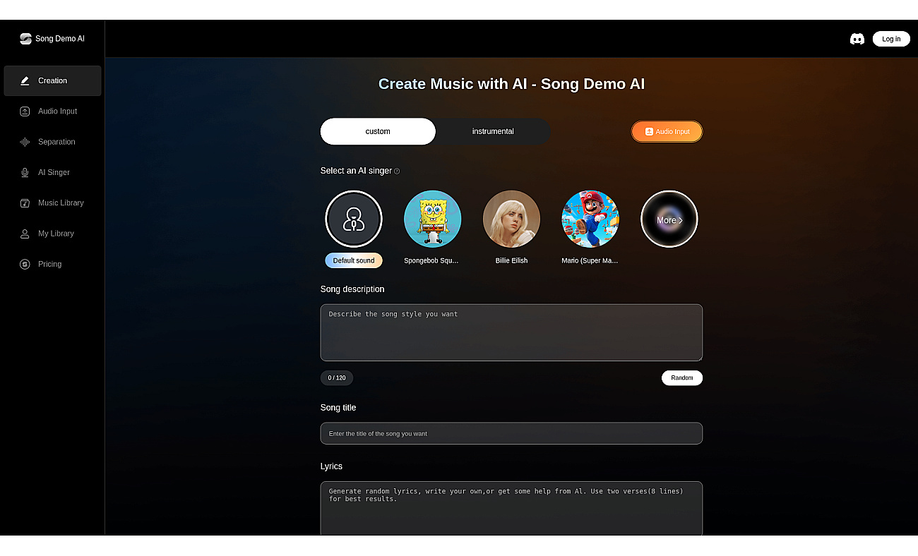 SONGDEMO.AI screenshot