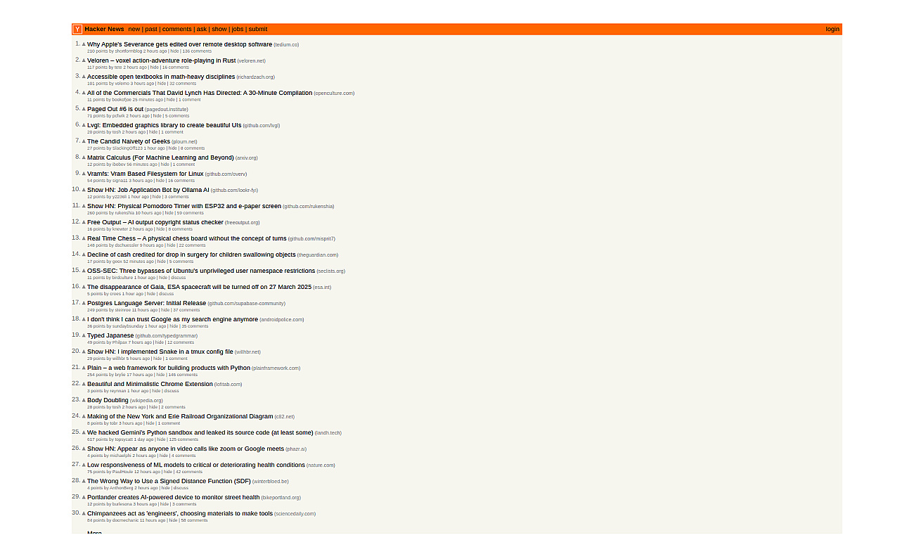 Hacker News screenshot