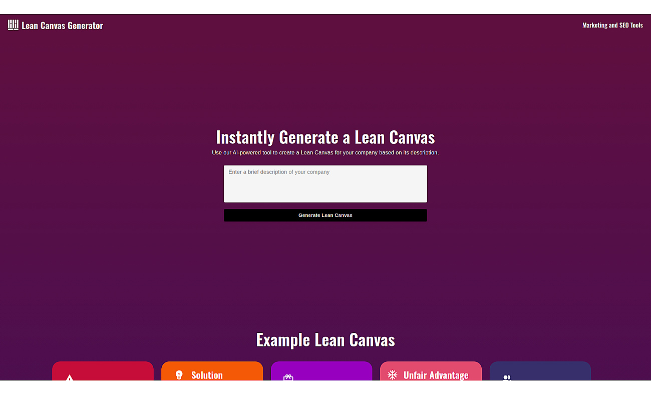 Lean Canvas screenshot