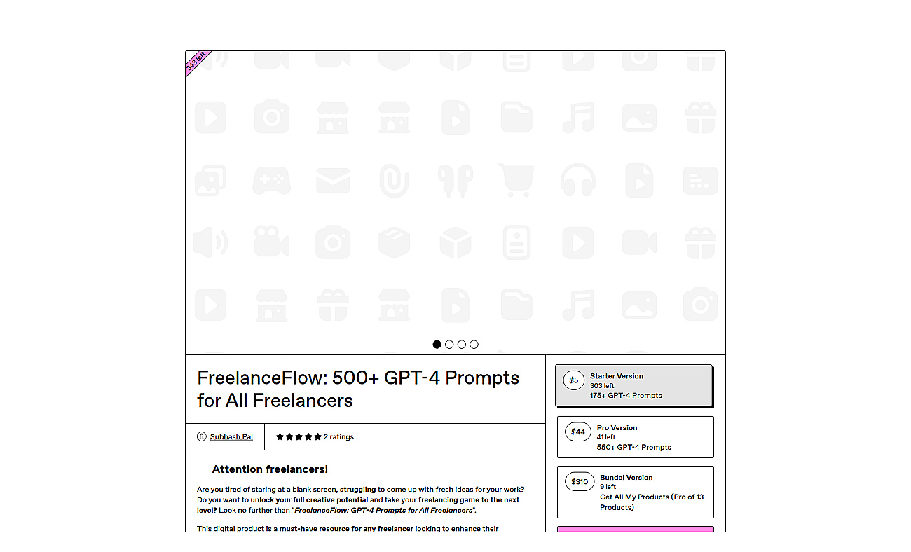 FreelancerFlow: GPT-4 Freelance Prompts screenshot