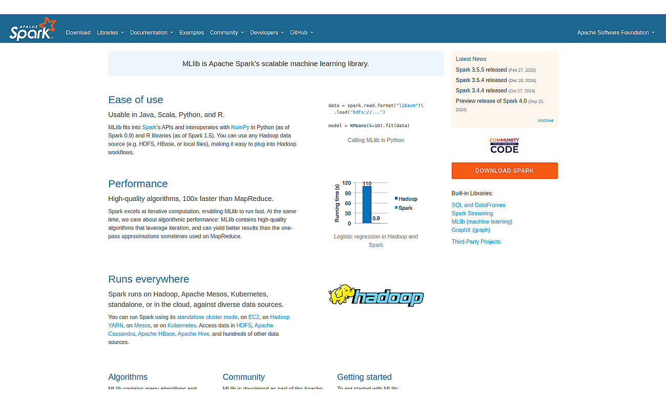 Apache Spark ML screenshot