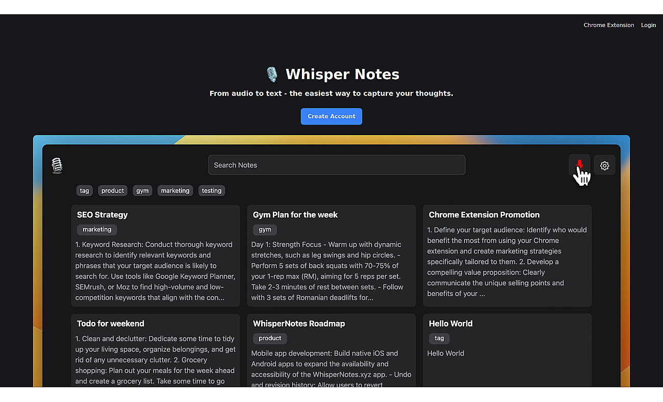 Whispernotes screenshot