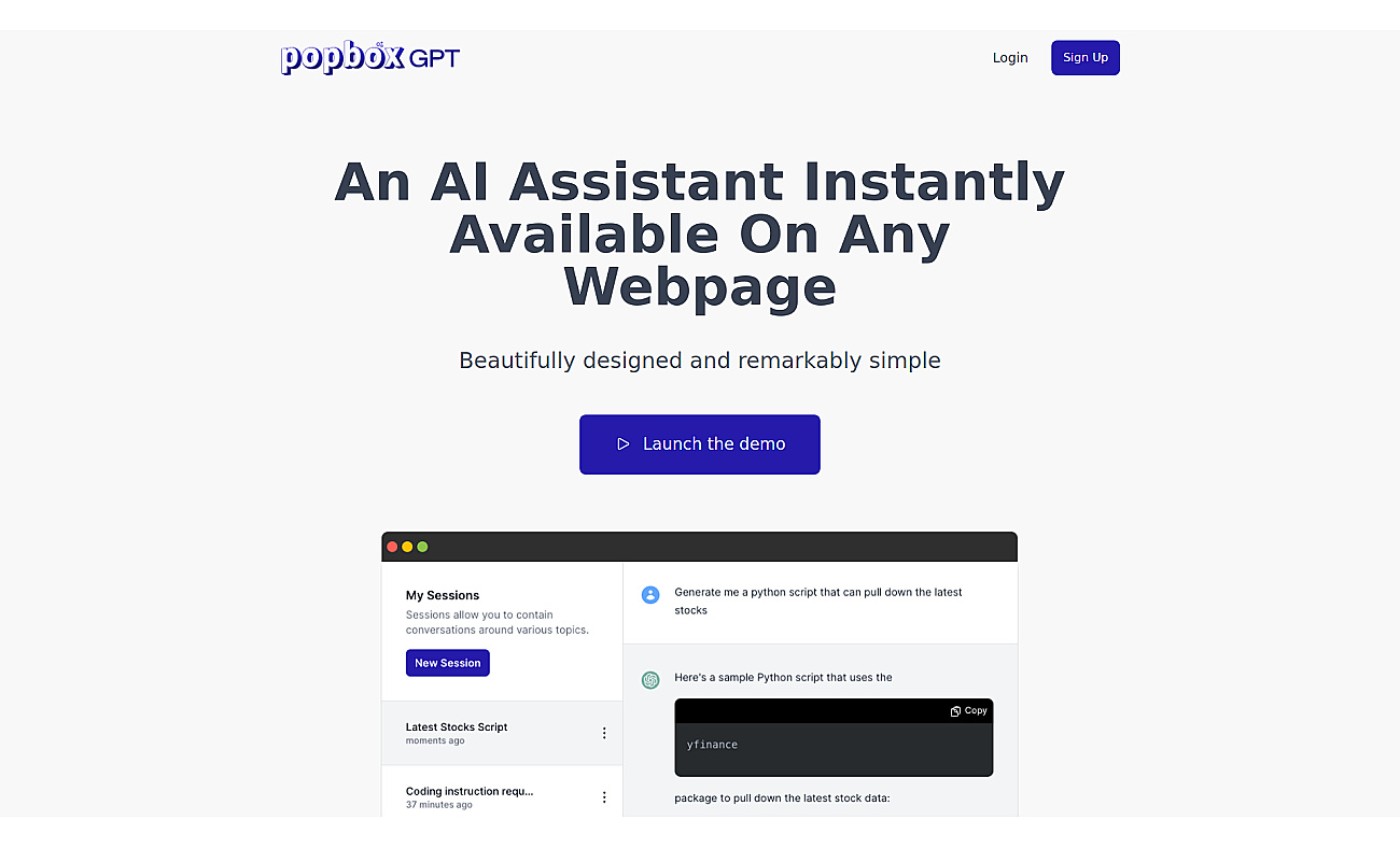 PopboxGPT screenshot