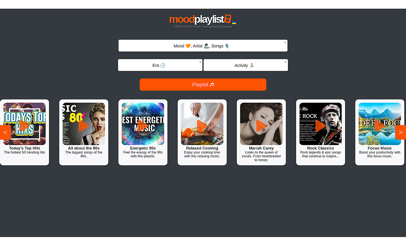 Moodplaylist.com screenshot