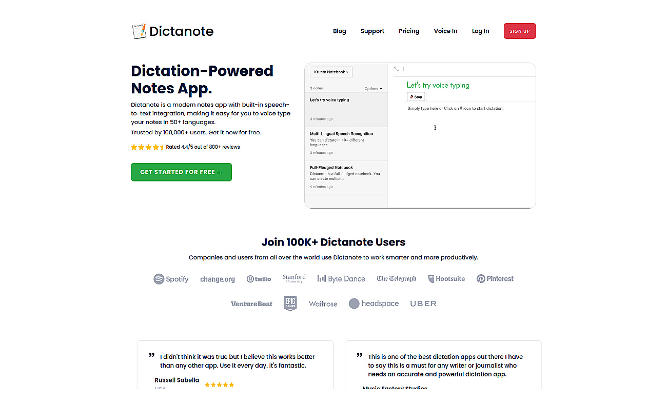Dictanote screenshot