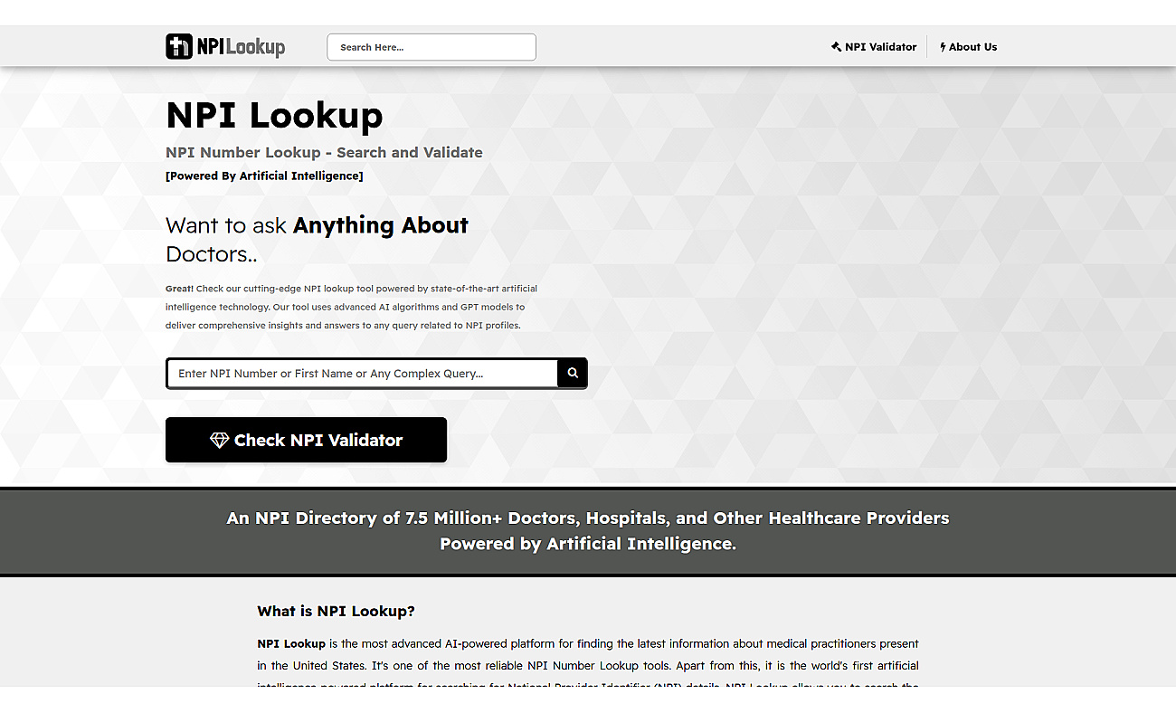 NPI Lookup screenshot