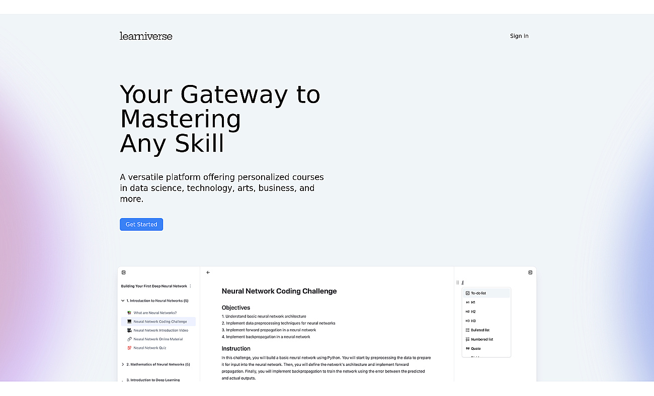 Learniverse screenshot