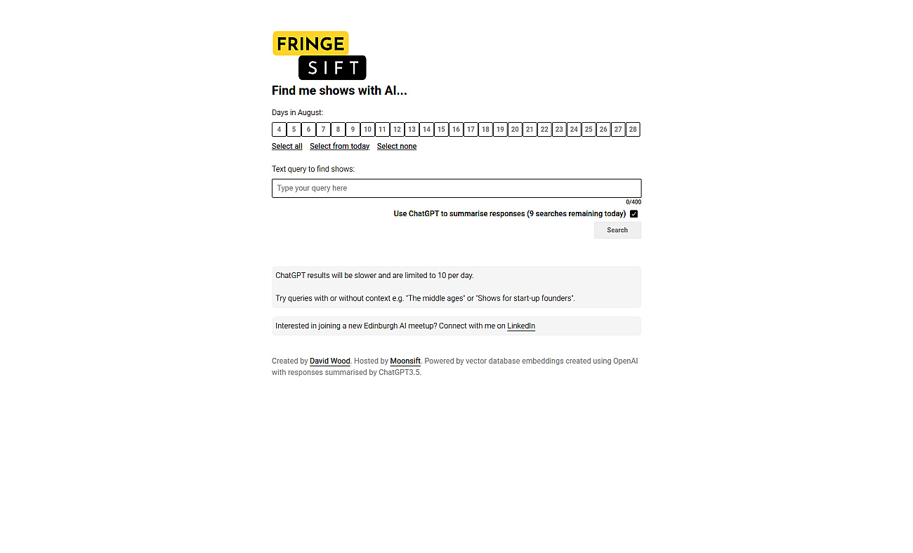 Fringe sift screenshot