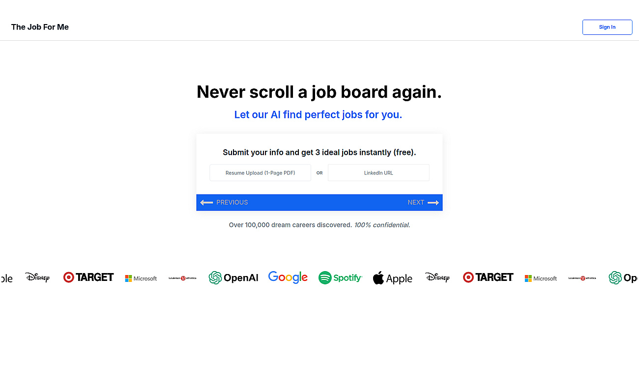 TheJobForMe screenshot