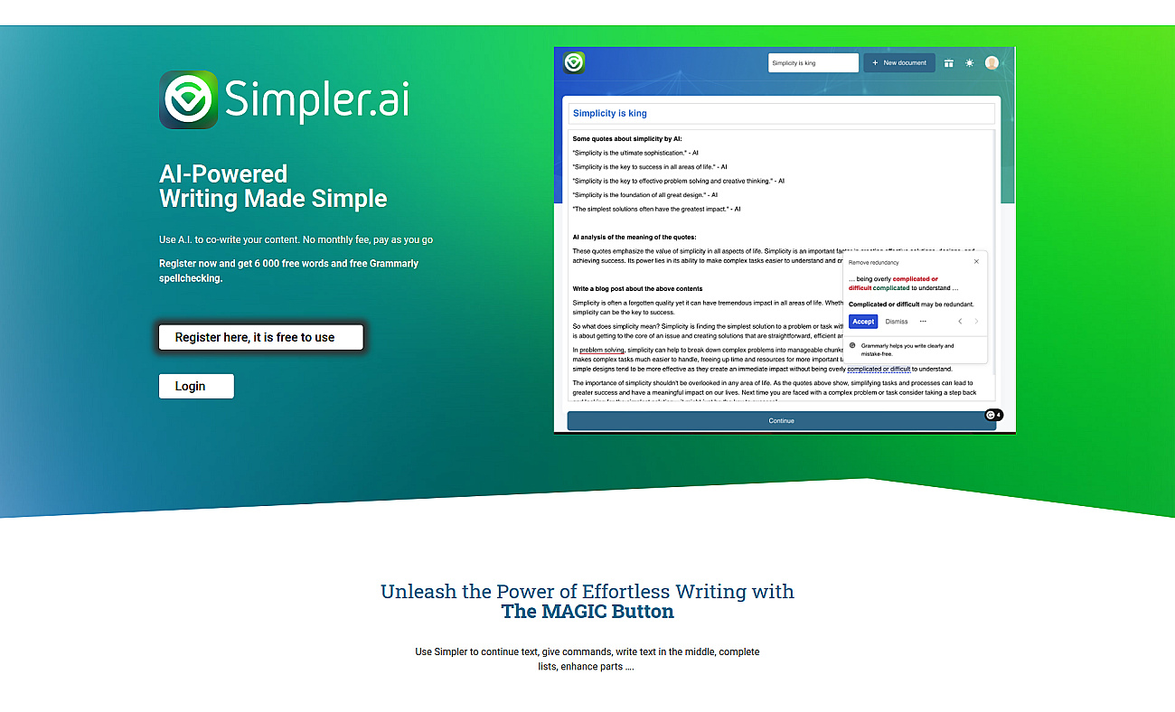 Simpler.ai screenshot