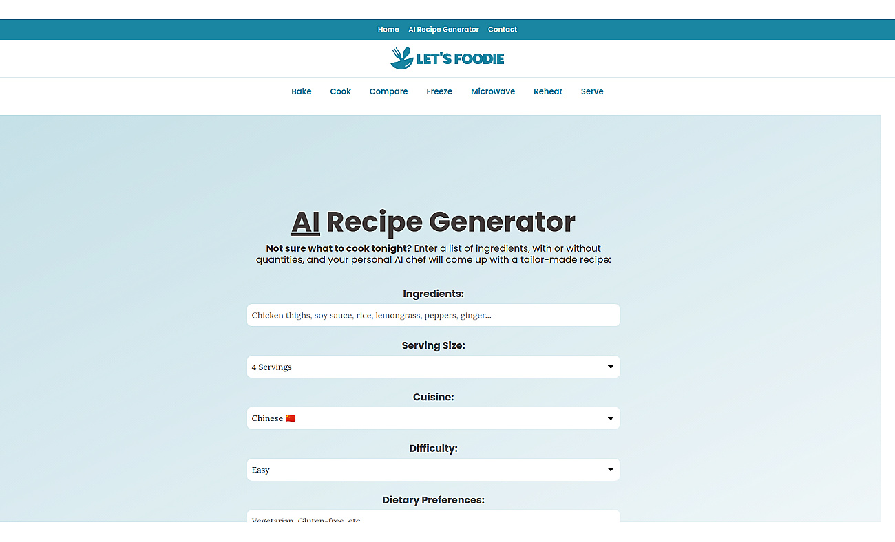 Recipes By AI screenshot