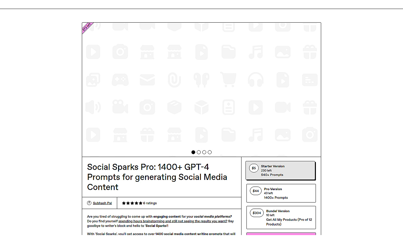 1400+ GPT-4 Prompts for Social Media screenshot