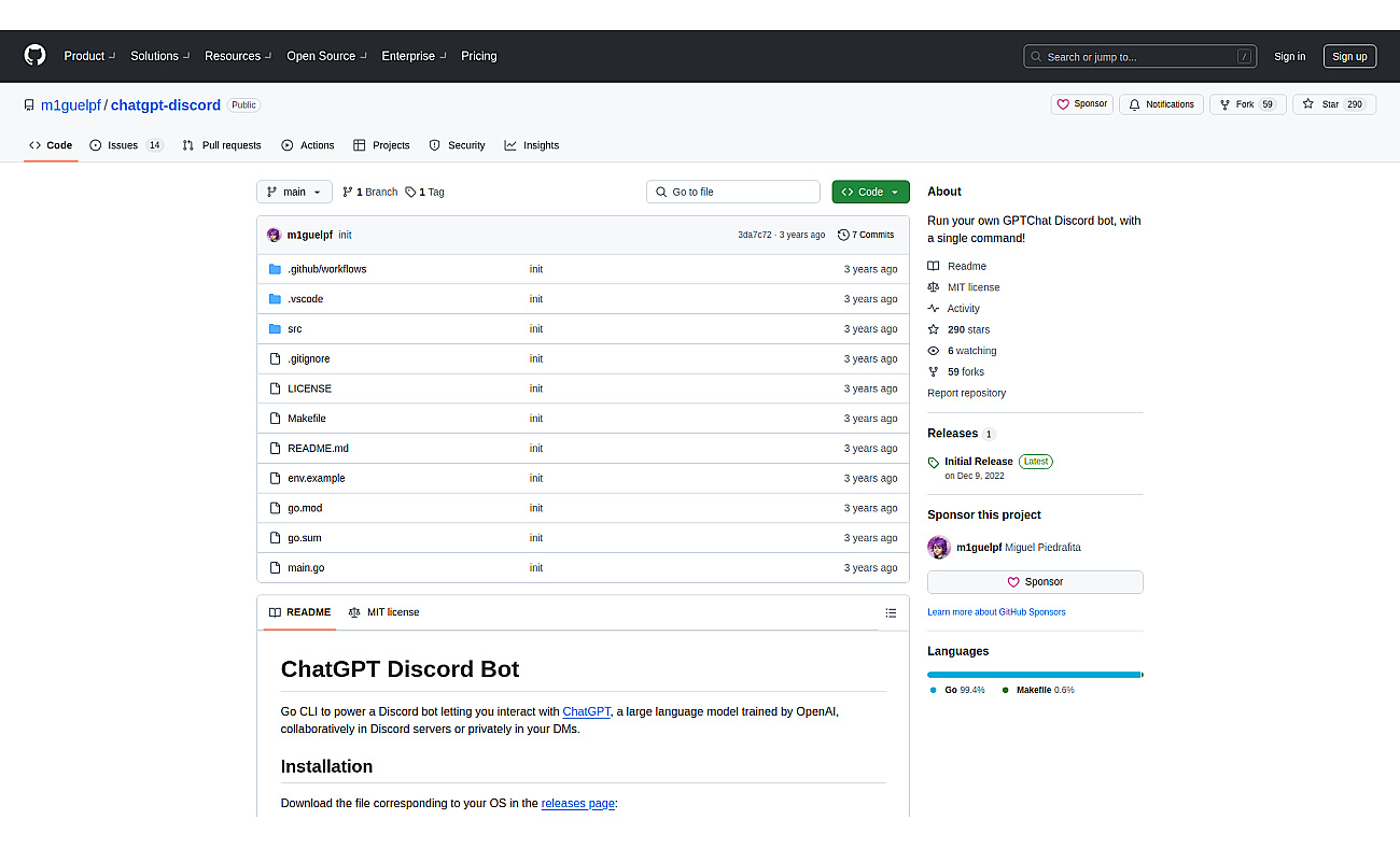 ChatGPT Discord Bot screenshot