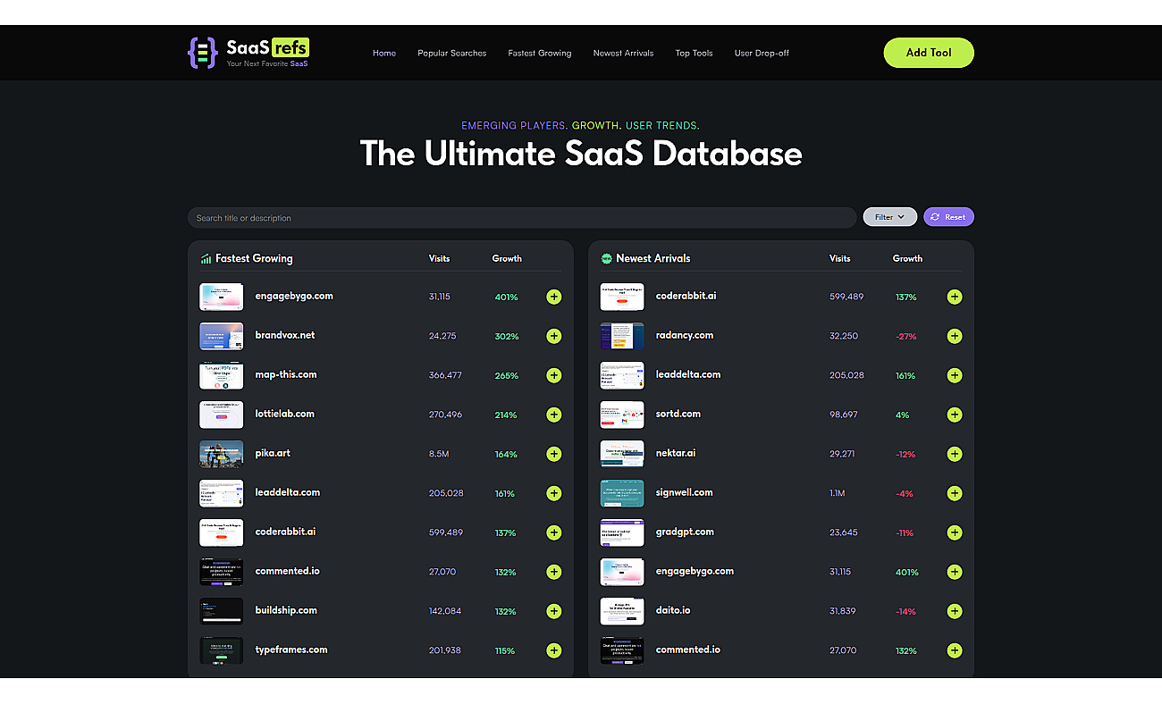 SaaSrefs screenshot