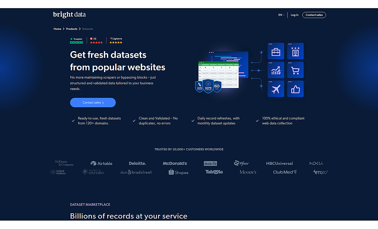 Dataset Marketplace screenshot