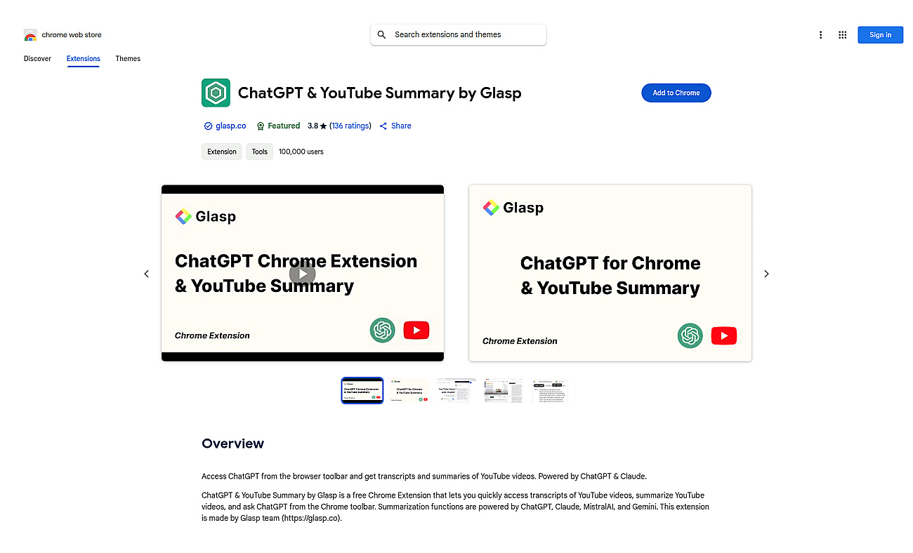 ChatGPT for Chrome screenshot