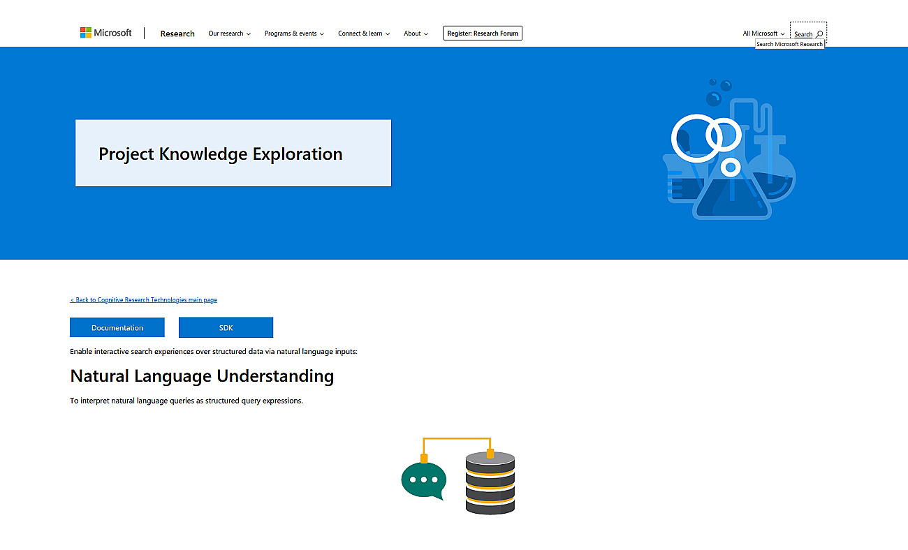 Microsoft Knowledge Exploration screenshot
