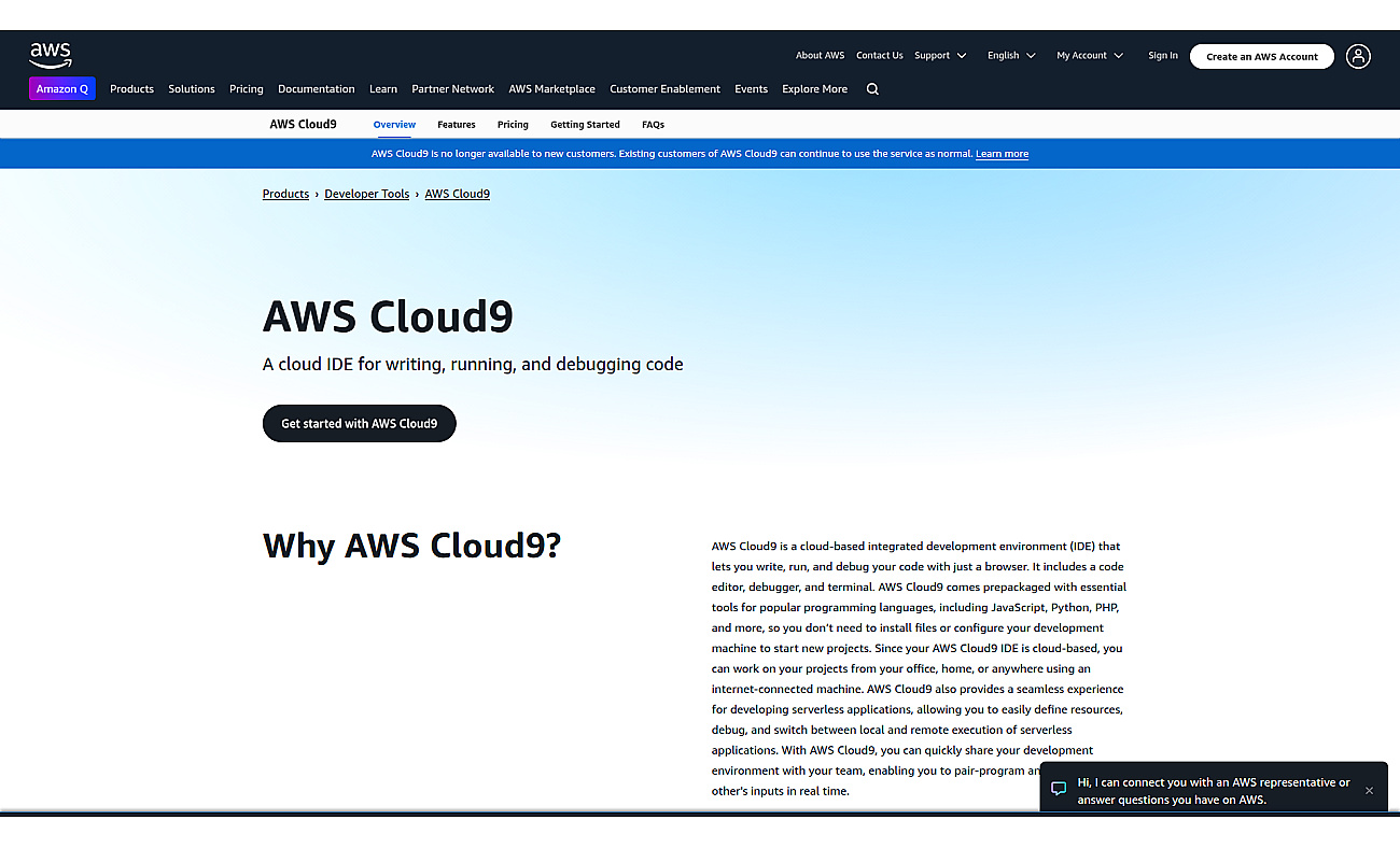 AWS Cloud9 screenshot