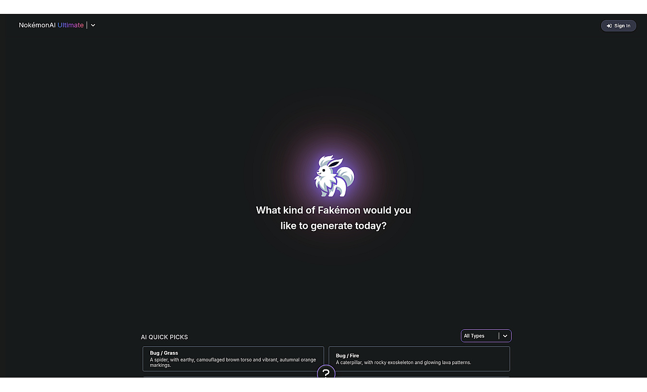 AI Pokemon generator screenshot
