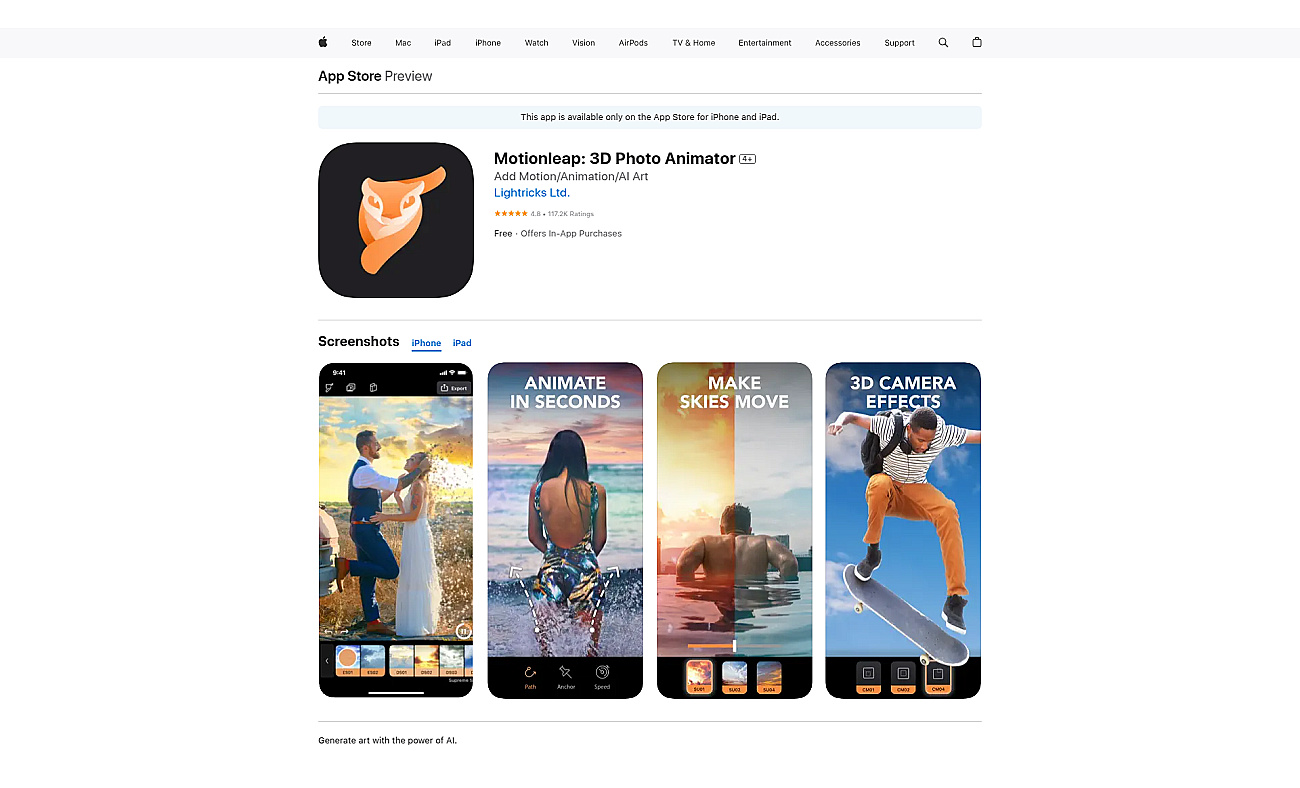 Motionleap screenshot