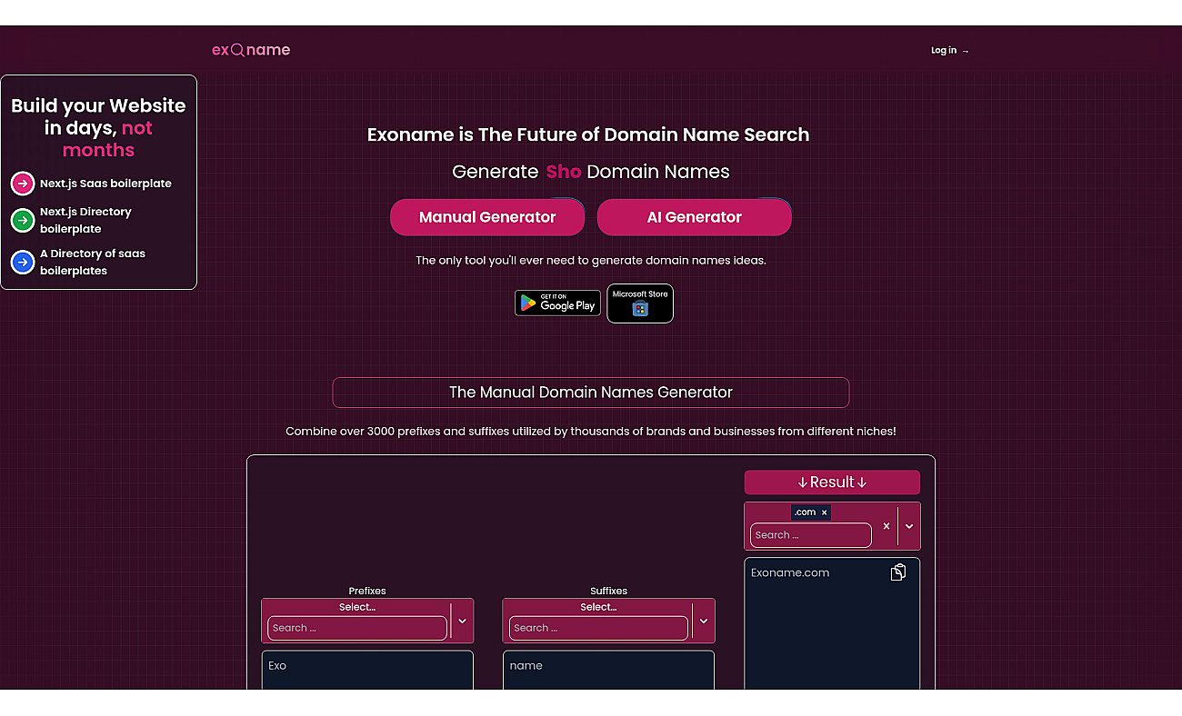 Exoname screenshot