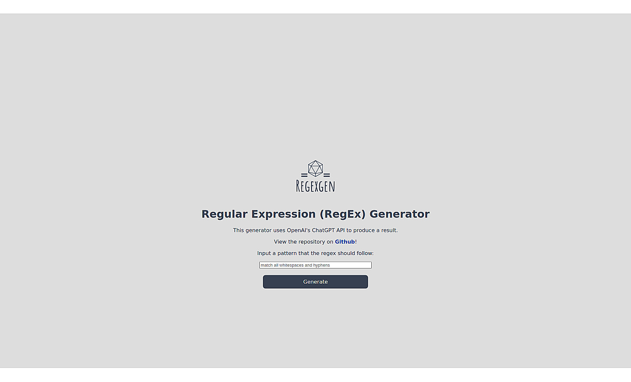 RegEx Generator screenshot