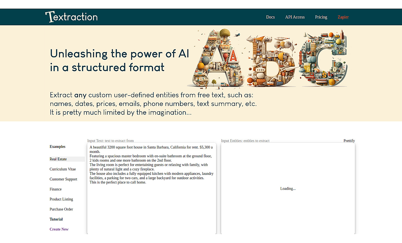 Textraction screenshot