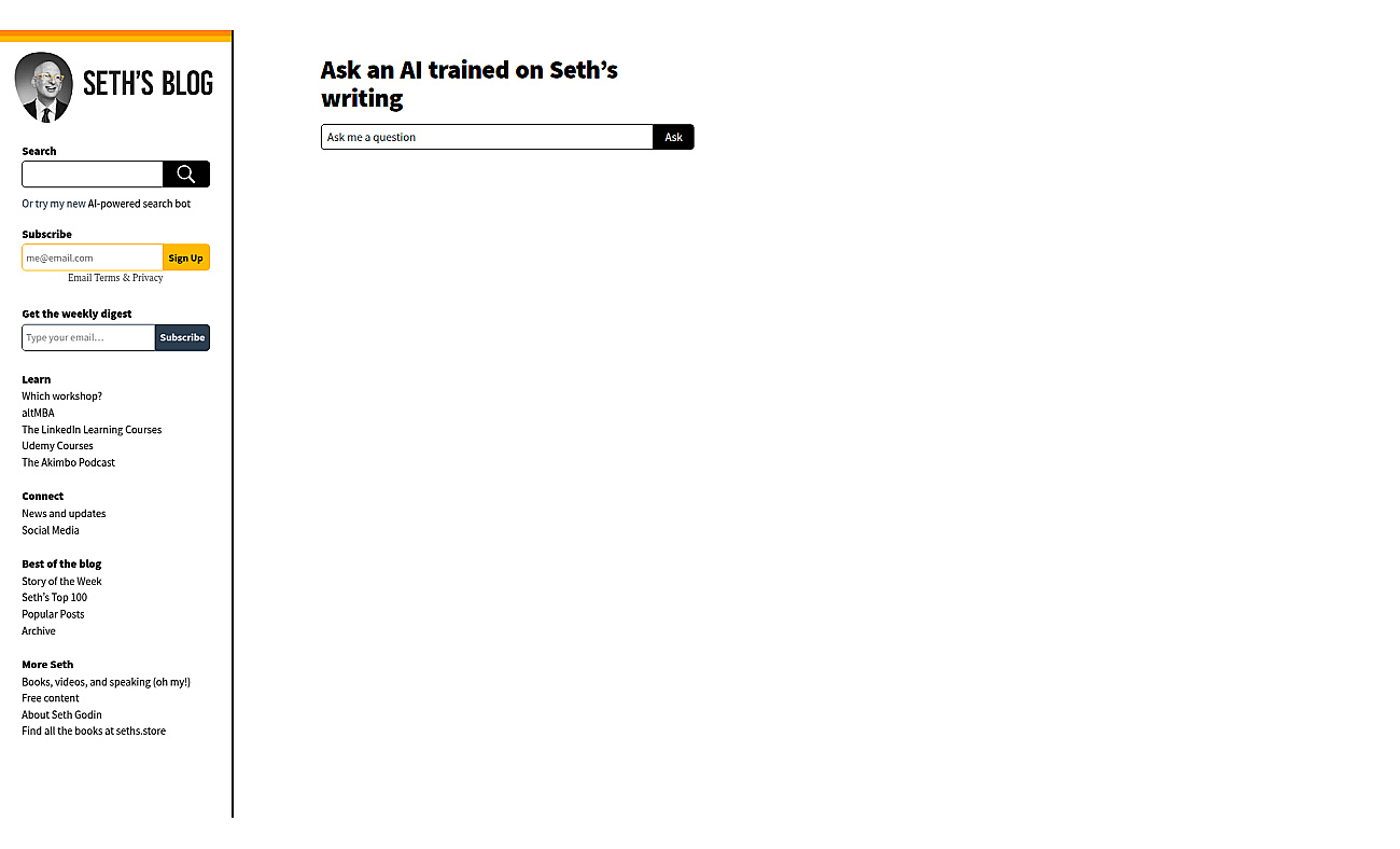 Seths Chatbot screenshot