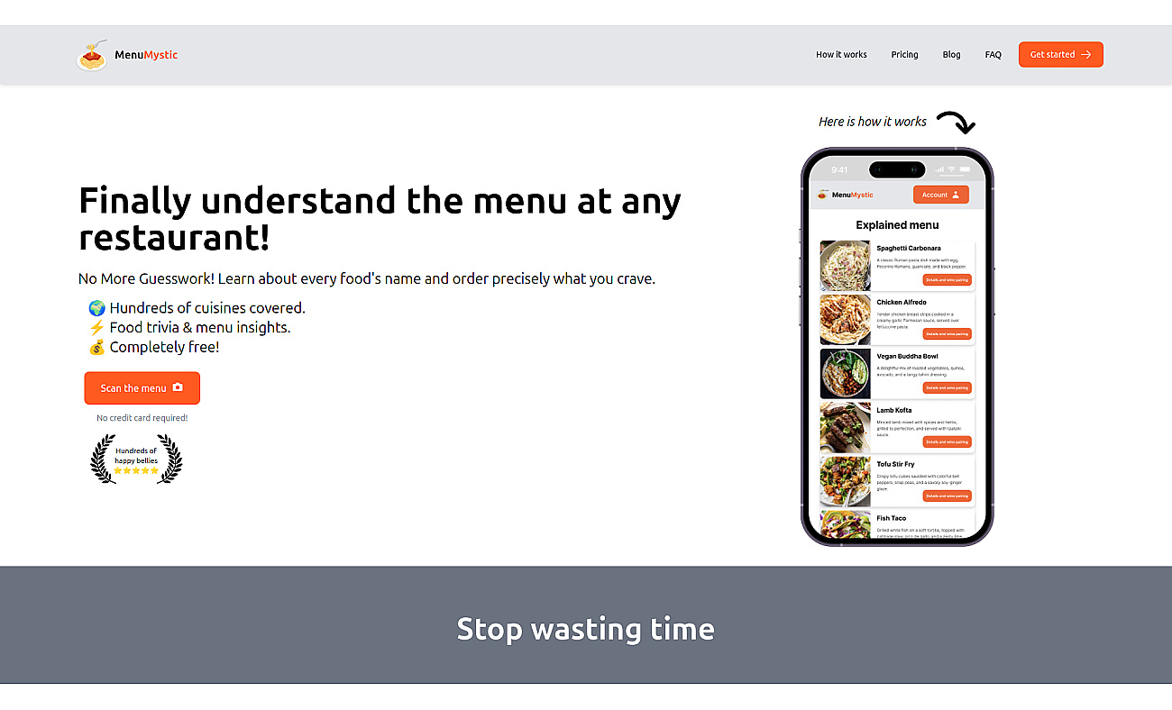 Menu Mystic screenshot