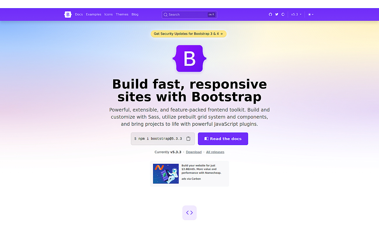 Bootstrap CSS screenshot