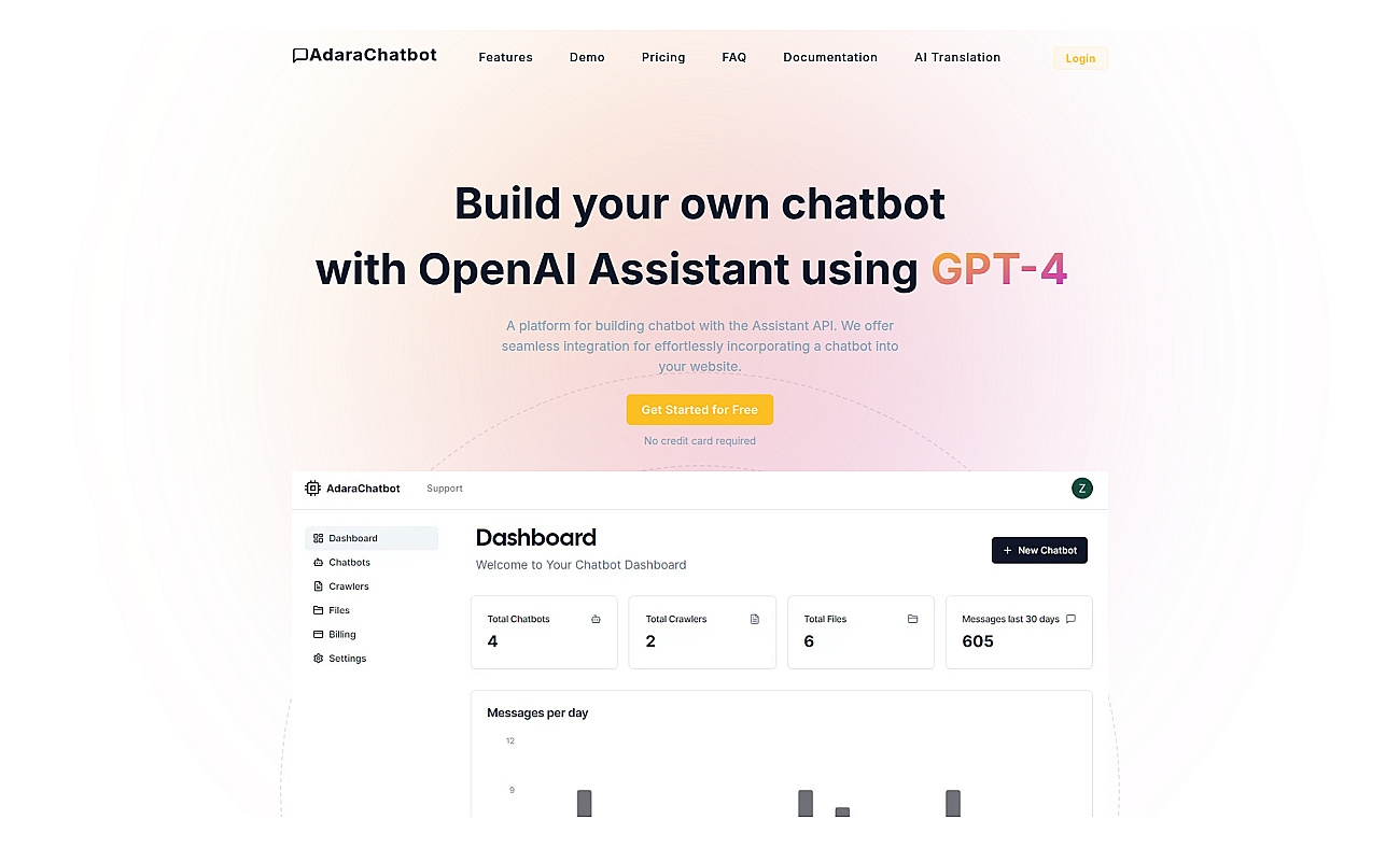 AdaraChatbot screenshot