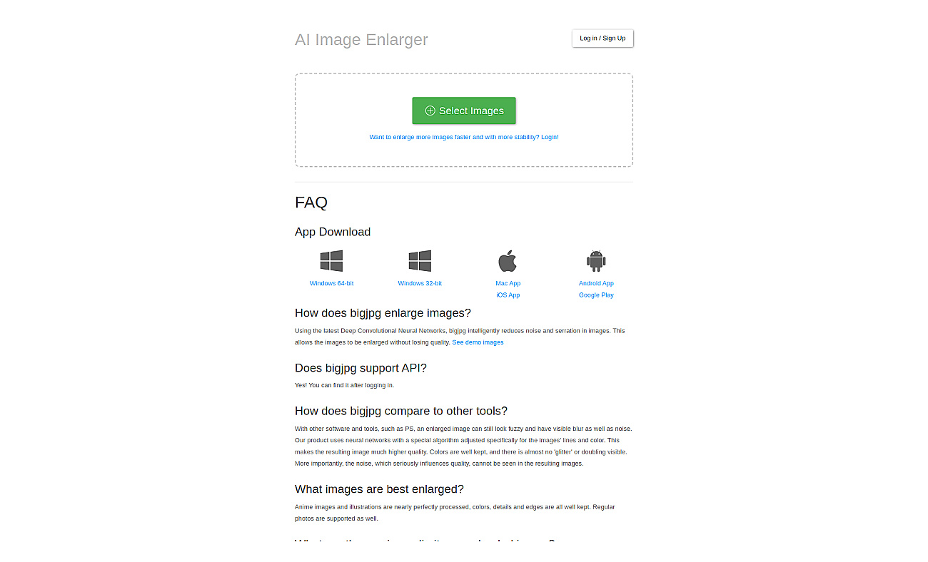 Bigjpg screenshot