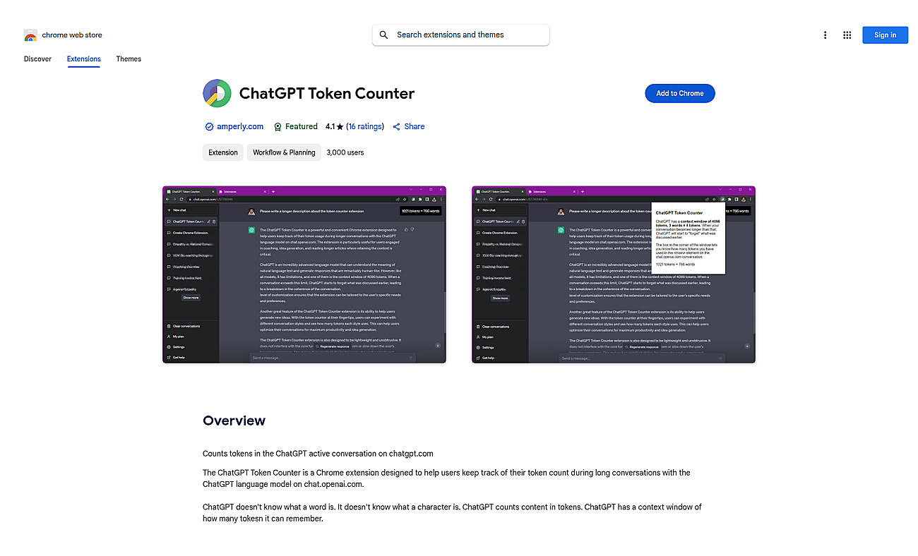 ChatGPT Token Counter screenshot