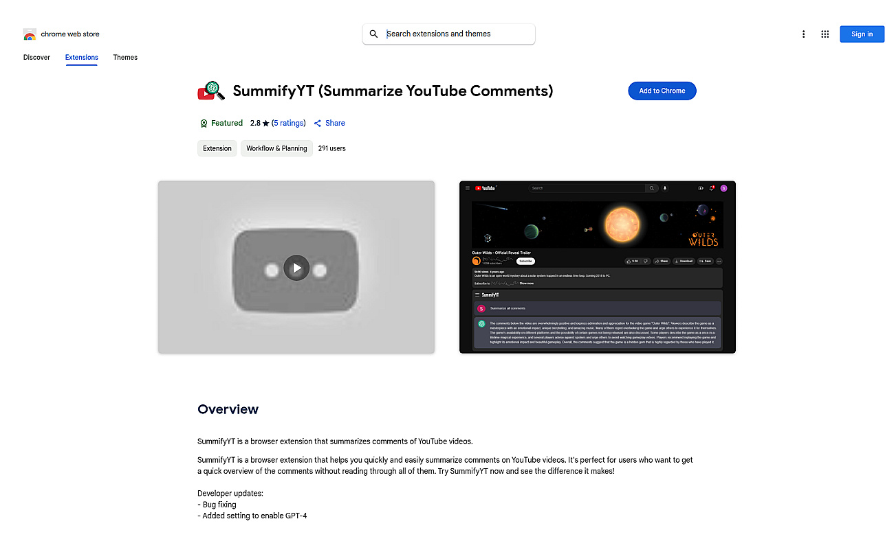 SummifyYT screenshot