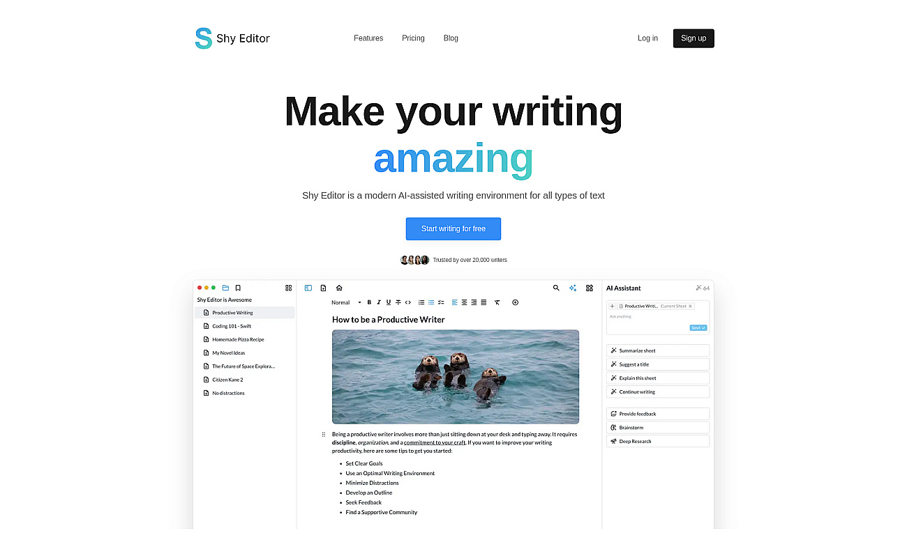 Shy Editor screenshot