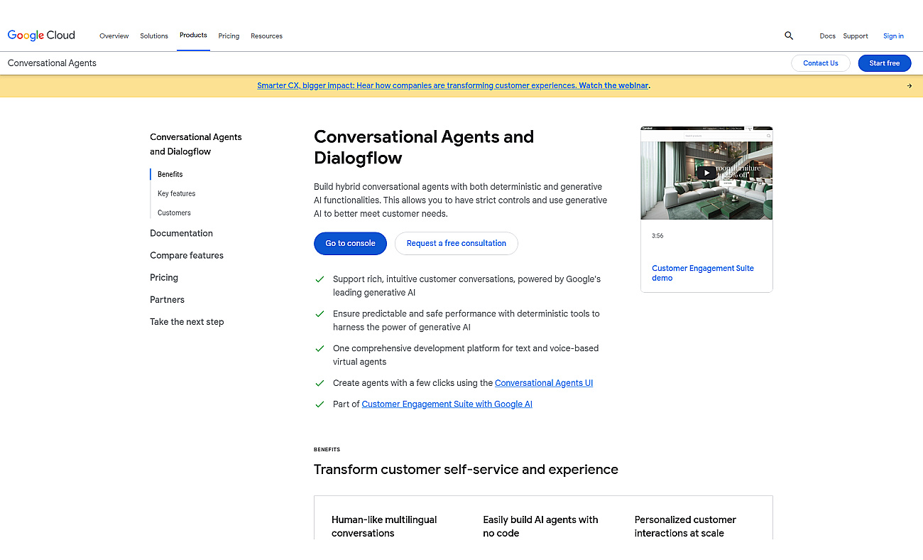 Google Dialogflow Enterprise Edition screenshot