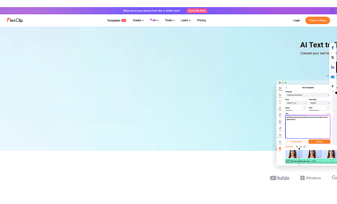 Text to Speech by FlexClip screenshot